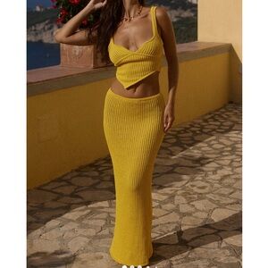 Bydee Yellow Maxi Skirt Set